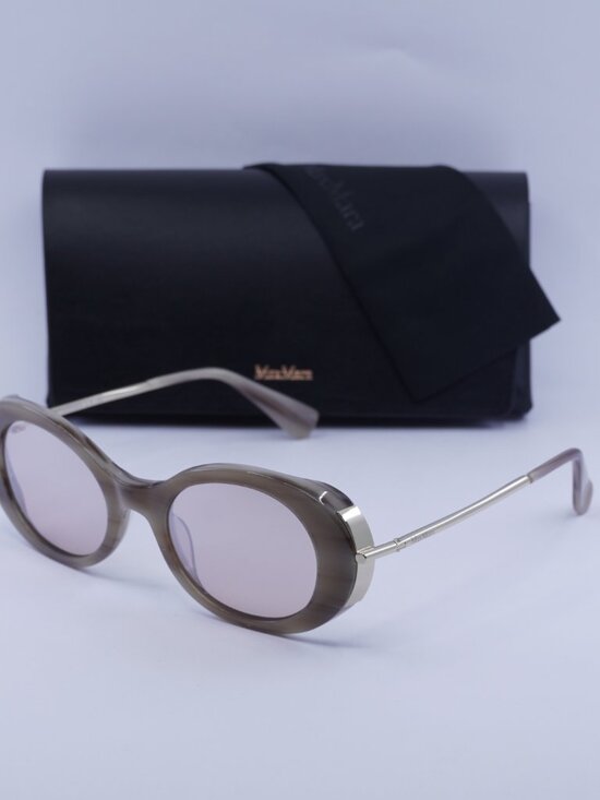 Max Mara MALIBU10 MM0080 60G Sunglasses Beige Oval Frame, Brown Lenses main image 5